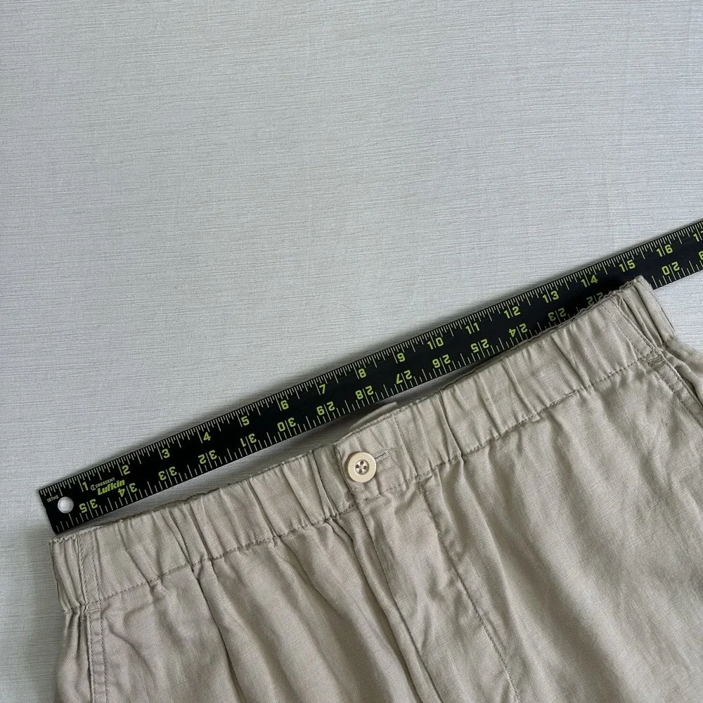 Quince 100% European Linen Pants Beige Elastic Waist Drawstring Medium CMA01